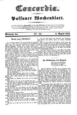 Concordia (Donau-Zeitung) Mittwoch 6. August 1851