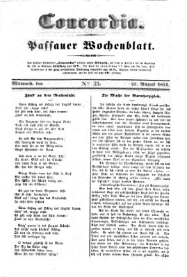 Concordia (Donau-Zeitung) Mittwoch 27. August 1851