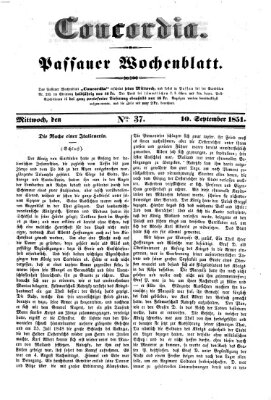 Concordia (Donau-Zeitung) Mittwoch 10. September 1851