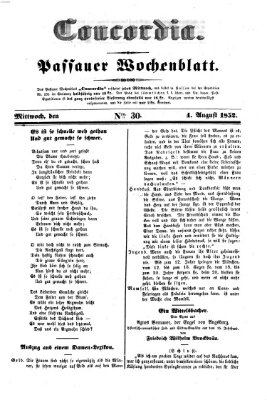 Concordia (Donau-Zeitung) Mittwoch 4. August 1852