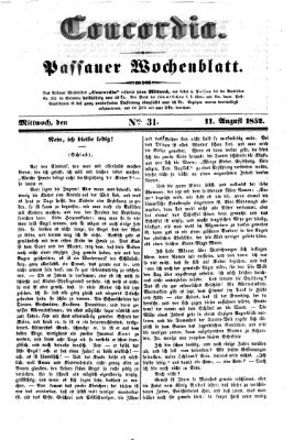 Concordia (Donau-Zeitung) Mittwoch 11. August 1852