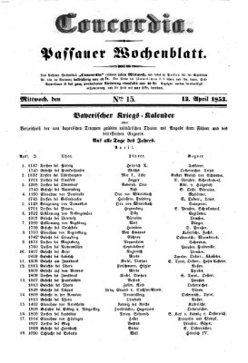 Concordia (Donau-Zeitung) Mittwoch 13. April 1853