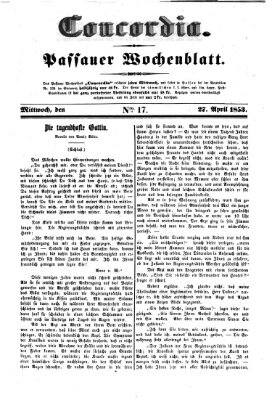 Concordia (Donau-Zeitung) Mittwoch 27. April 1853