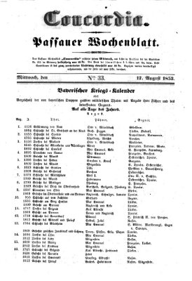 Concordia (Donau-Zeitung) Mittwoch 17. August 1853