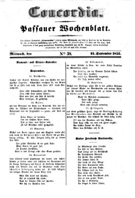 Concordia (Donau-Zeitung) Mittwoch 21. September 1853