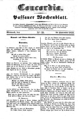 Concordia (Donau-Zeitung) Mittwoch 28. September 1853