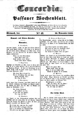 Concordia (Donau-Zeitung) Mittwoch 16. November 1853