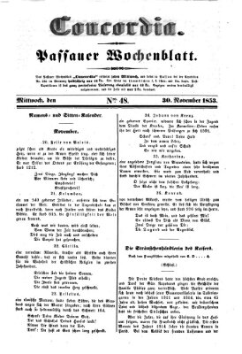 Concordia (Donau-Zeitung) Mittwoch 30. November 1853