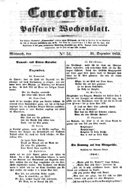 Concordia (Donau-Zeitung) Mittwoch 21. Dezember 1853