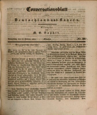 Münchener Conversations-Blatt (Bayer'scher Beobachter) Donnerstag 27. Februar 1834