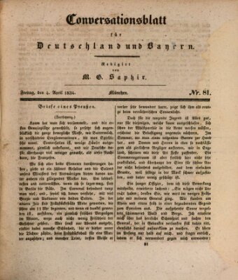 Münchener Conversations-Blatt (Bayer'scher Beobachter) Freitag 4. April 1834