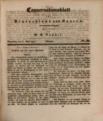 Münchener Conversations-Blatt (Bayer'scher Beobachter) Donnerstag 17. April 1834