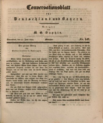 Münchener Conversations-Blatt (Bayer'scher Beobachter) Samstag 21. Juni 1834