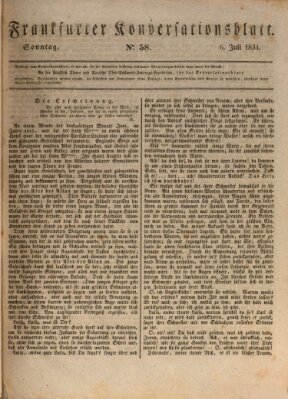 Frankfurter Konversationsblatt (Frankfurter Ober-Post-Amts-Zeitung) Sonntag 6. Juli 1834