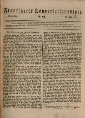 Frankfurter Konversationsblatt (Frankfurter Ober-Post-Amts-Zeitung) Samstag 12. Juli 1834