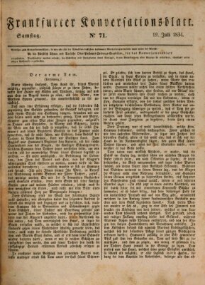 Frankfurter Konversationsblatt (Frankfurter Ober-Post-Amts-Zeitung) Samstag 19. Juli 1834