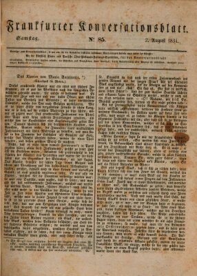 Frankfurter Konversationsblatt (Frankfurter Ober-Post-Amts-Zeitung) Freitag 1. August 1834