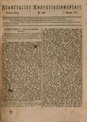 Frankfurter Konversationsblatt (Frankfurter Ober-Post-Amts-Zeitung) Donnerstag 7. August 1834