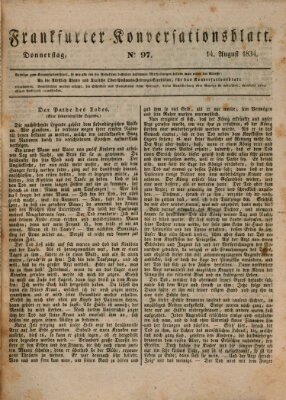 Frankfurter Konversationsblatt (Frankfurter Ober-Post-Amts-Zeitung) Donnerstag 14. August 1834