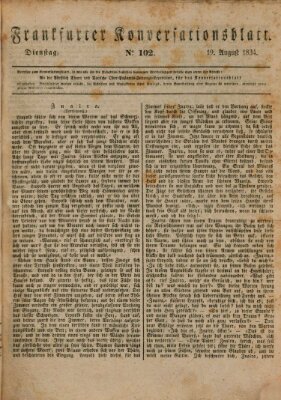 Frankfurter Konversationsblatt (Frankfurter Ober-Post-Amts-Zeitung) Dienstag 19. August 1834