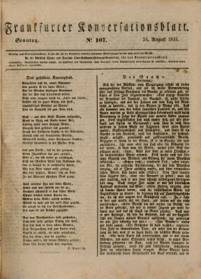 Frankfurter Konversationsblatt (Frankfurter Ober-Post-Amts-Zeitung) Sonntag 24. August 1834