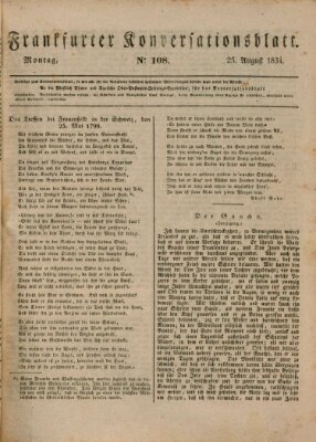 Frankfurter Konversationsblatt (Frankfurter Ober-Post-Amts-Zeitung) Montag 25. August 1834