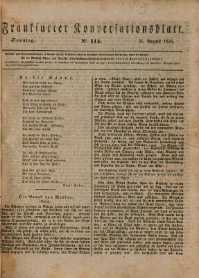 Frankfurter Konversationsblatt (Frankfurter Ober-Post-Amts-Zeitung) Sonntag 31. August 1834