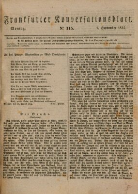 Frankfurter Konversationsblatt (Frankfurter Ober-Post-Amts-Zeitung) Montag 1. September 1834