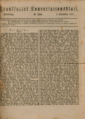 Frankfurter Konversationsblatt (Frankfurter Ober-Post-Amts-Zeitung) Dienstag 2. September 1834