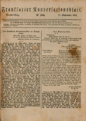 Frankfurter Konversationsblatt (Frankfurter Ober-Post-Amts-Zeitung) Donnerstag 11. September 1834