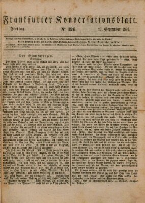 Frankfurter Konversationsblatt (Frankfurter Ober-Post-Amts-Zeitung) Freitag 12. September 1834