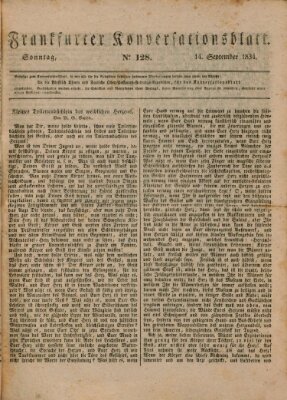 Frankfurter Konversationsblatt (Frankfurter Ober-Post-Amts-Zeitung) Sonntag 14. September 1834