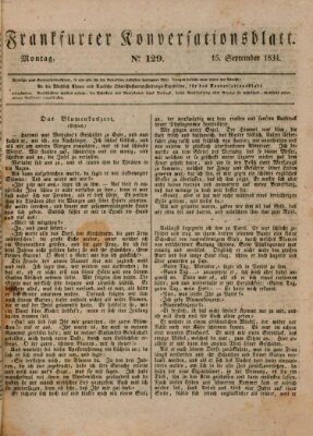 Frankfurter Konversationsblatt (Frankfurter Ober-Post-Amts-Zeitung) Montag 15. September 1834