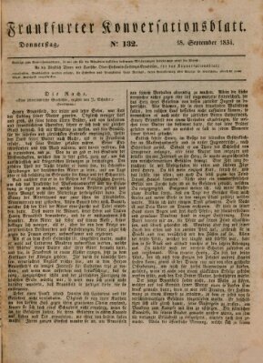 Frankfurter Konversationsblatt (Frankfurter Ober-Post-Amts-Zeitung) Donnerstag 18. September 1834