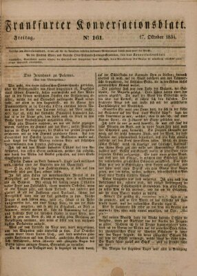 Frankfurter Konversationsblatt (Frankfurter Ober-Post-Amts-Zeitung) Freitag 17. Oktober 1834