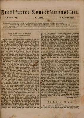 Frankfurter Konversationsblatt (Frankfurter Ober-Post-Amts-Zeitung) Donnerstag 23. Oktober 1834