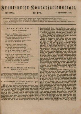 Frankfurter Konversationsblatt (Frankfurter Ober-Post-Amts-Zeitung) Sonntag 2. November 1834