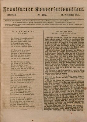 Frankfurter Konversationsblatt (Frankfurter Ober-Post-Amts-Zeitung) Freitag 21. November 1834