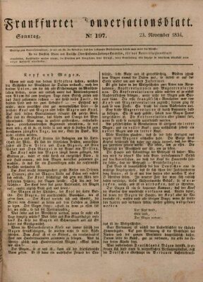 Frankfurter Konversationsblatt (Frankfurter Ober-Post-Amts-Zeitung) Sonntag 23. November 1834