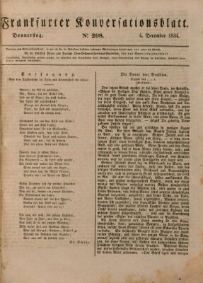 Frankfurter Konversationsblatt (Frankfurter Ober-Post-Amts-Zeitung) Donnerstag 4. Dezember 1834