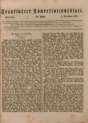 Frankfurter Konversationsblatt (Frankfurter Ober-Post-Amts-Zeitung) Freitag 5. Dezember 1834