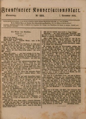 Frankfurter Konversationsblatt (Frankfurter Ober-Post-Amts-Zeitung) Sonntag 7. Dezember 1834