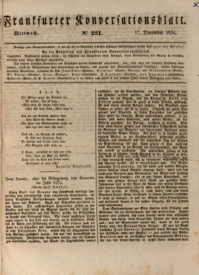 Frankfurter Konversationsblatt (Frankfurter Ober-Post-Amts-Zeitung) Mittwoch 17. Dezember 1834