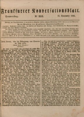 Frankfurter Konversationsblatt (Frankfurter Ober-Post-Amts-Zeitung) Donnerstag 18. Dezember 1834