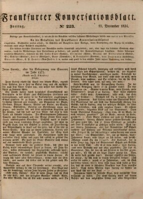 Frankfurter Konversationsblatt (Frankfurter Ober-Post-Amts-Zeitung) Freitag 19. Dezember 1834