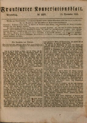 Frankfurter Konversationsblatt (Frankfurter Ober-Post-Amts-Zeitung) Dienstag 23. Dezember 1834