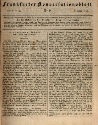 Frankfurter Konversationsblatt (Frankfurter Ober-Post-Amts-Zeitung) Donnerstag 9. Januar 1840