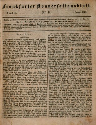 Frankfurter Konversationsblatt (Frankfurter Ober-Post-Amts-Zeitung) Samstag 11. Januar 1840