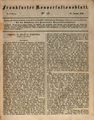 Frankfurter Konversationsblatt (Frankfurter Ober-Post-Amts-Zeitung) Mittwoch 15. Januar 1840