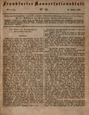 Frankfurter Konversationsblatt (Frankfurter Ober-Post-Amts-Zeitung) Montag 20. Januar 1840